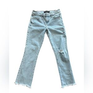 J Brand Selena Crop Boot Jeans Light Wash Distressed Hem Size 24